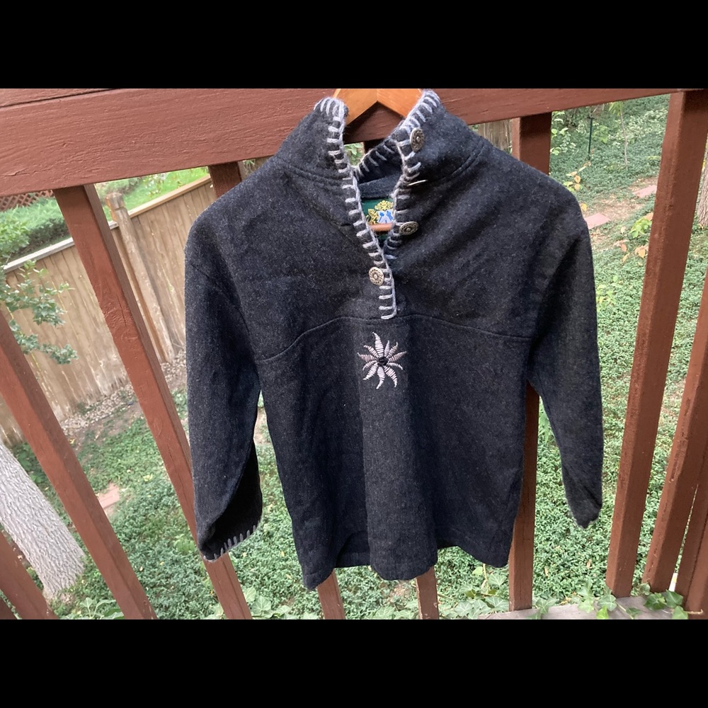 Hammerschmid  Gray 1/4 Button Mock Neck  sweater S